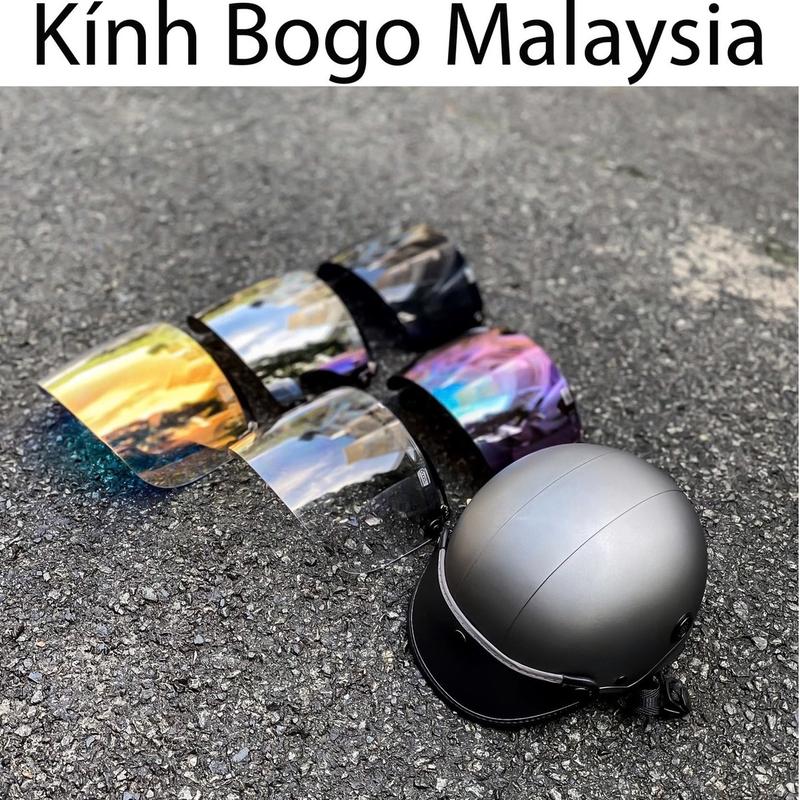   Tặng 3 nút đồng  Kính Flat royal và kính Bogo malaysia thẳng gắn nón bảo hiểm 3 4 và nón nửa đầu 1 2 