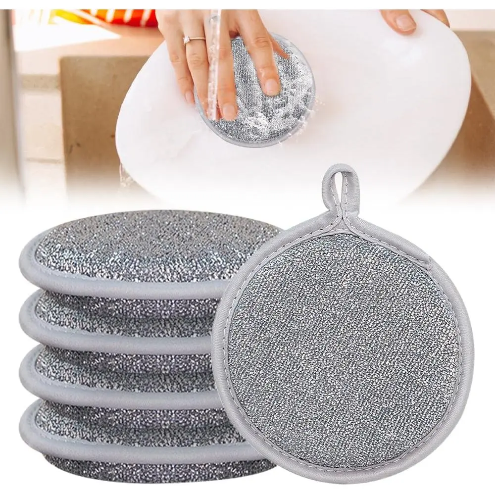 5 Pcs Multifuctional Wire Dishwashing Rags for Wet and Dry, 2024 New Multipurpose Miracle Cleaning Cloths, Non Scratch Dishcloth, Steel Wire Washing Cloth for Kitchen Sinks Dishes Stove Tops