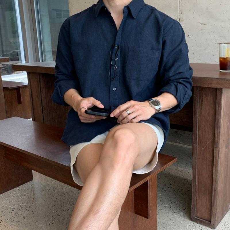 Áo sơ mi nam cổ bẻ dài tay vải LINEN cao cấp, phom dáng thoải mái thấm hút cực tốt - LUCIINON sominam Menswear Cổ Tròn áo  sơ