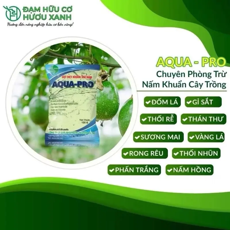 ￼(Chính hãng) 10 gói tặng 2 - Aqua Pro chế phẩm sinh học phòng trừ nấm bệnh trên cây (125gr), rửa vườn, nấm bệnh… 1
