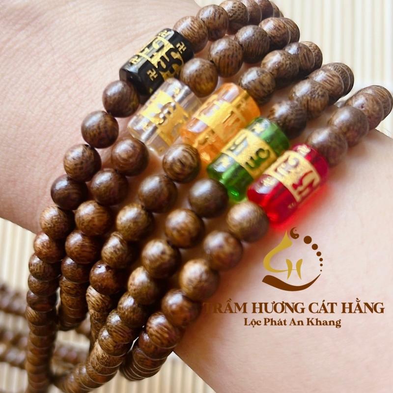 Vòng tay trầm hương 108 hạt mix charm OMani Cát Hằng Trầm Hương lộc phát an khang Phụ Kiện Hoa vong hat tram huong chuo i