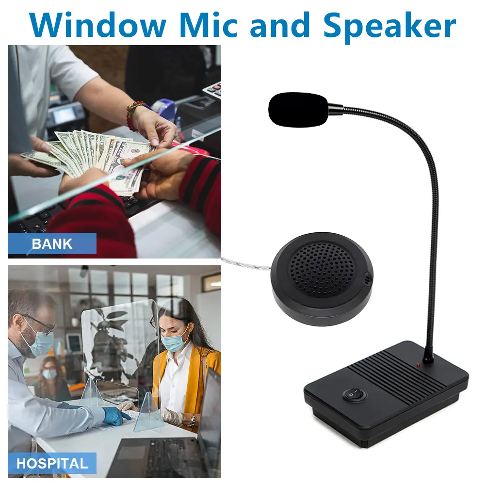 YCALL Window Microphone and Speaker Dual Way Talk Through Store Office ...