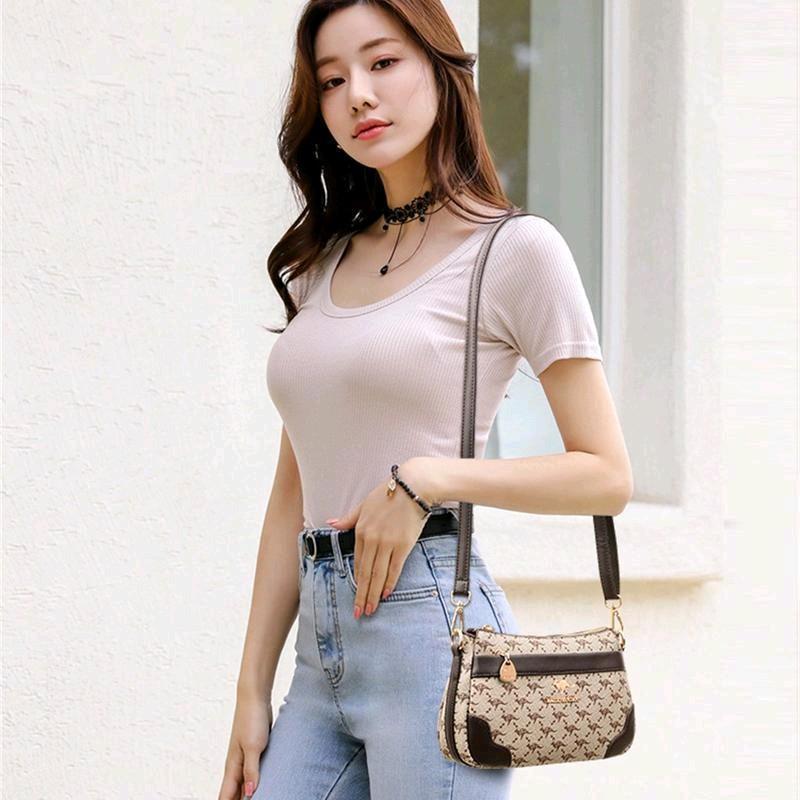 Tas Wanita Antik Kulit PU Simple Tas Wanita Selempang Bahu Desainer Mewah Kualitas Tinggi hitam 8