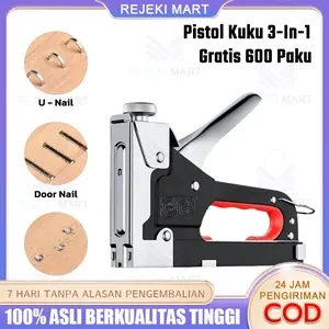 Staples 4-in-1 3-in-1 Staple Gun DIY Furniture Bangunan Interior Pintu Dekorasi Berbentuk U Gratis 600 Staple Gun Berbentuk T Rumah Alat Pertukangan Kayu Alat Stapler Pertukangan Kayu