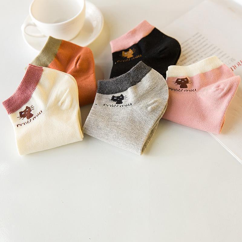 Product Introduction of Strict Selection Of New Spring And Autumn Products Kitten Candy Colors Cotton Women's Boat Socks Breathable 16