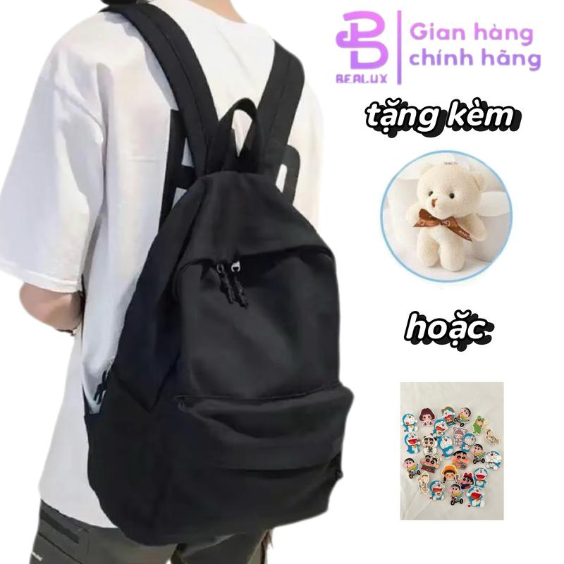 91K - Kèm móc Gấu hoặc Sticker Balo Ulzzang thời trang Hàn Quốc HÀNG CÓ SẴN vải trơn mềm trống thấm chất lượng cao Trơn Đeo Vai Backpack Da