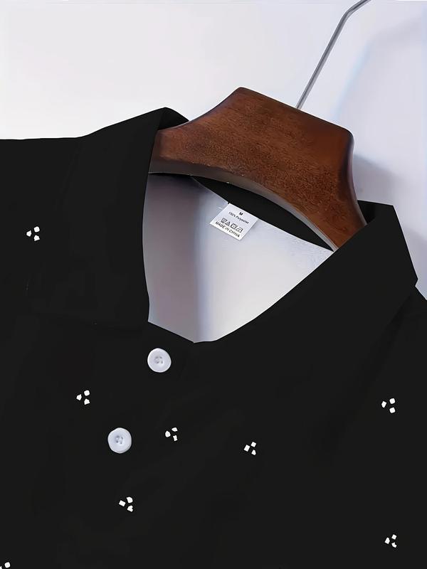 Men's Printed Button Front Half Placket Polo Shirt, Regular Fit Casual Comfy Short Sleeve Collared Top for Summer, Fashion Men's Clothes for Daily Wear 3