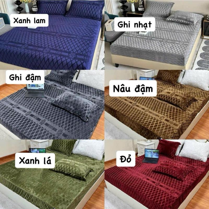 Bộ ga gối nỉ nhung coco  ( gồm 1 ga và 2 vỏ gối ) Bọc Cho Đêm 5cm đến 15cm