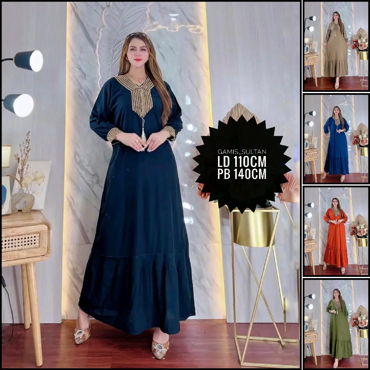 DRESS MEWAH GAMIS ARAB TURKI RENDA JUMBO LENGAN PANJANG KAIN RAYON