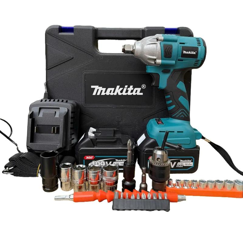 Máy siết bulong MAKITA  Lực siết 460 N.m bộ 2 PIN kèm Bộ phụ kiện mở ốc, bắn tôn, bắt vít, khoan tường