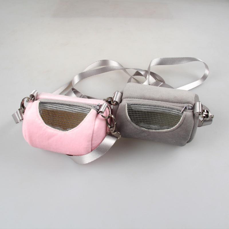 Cylinder Design Soft Practical House Travel Portable Squirrel Visible Mesh Hamster Carrier Bag 3