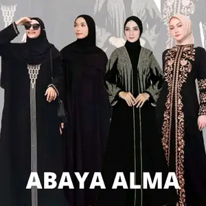 Exclusive Alma Abaya Bordir  ( Geser Kanan Untuk Liat Banyak Motif ) Cantik Lembut Dress Muslim Syari Gamis Wanita Hitam Arab Maxi Turki Umroh Pesta Mewah Remaja Lebaran Jubah
