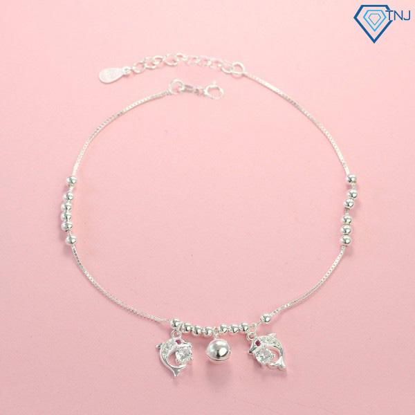 Lắc chân bạc nữ hình cá heo đính đá đẹp LCN0048