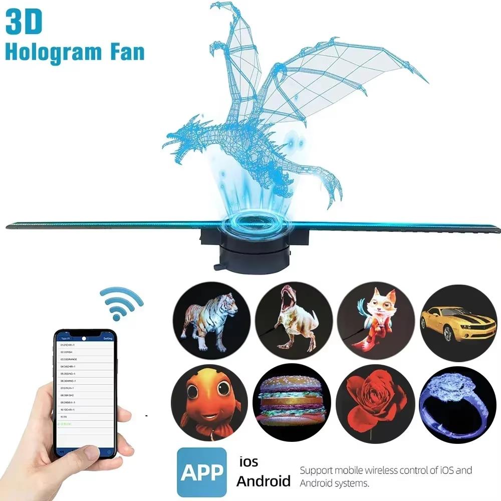 3D Hologram Fan WiFi 3D Holographic Projector Advertising Display HD Light Holographic Projector for Stores Bars Party Xmas - Image 4