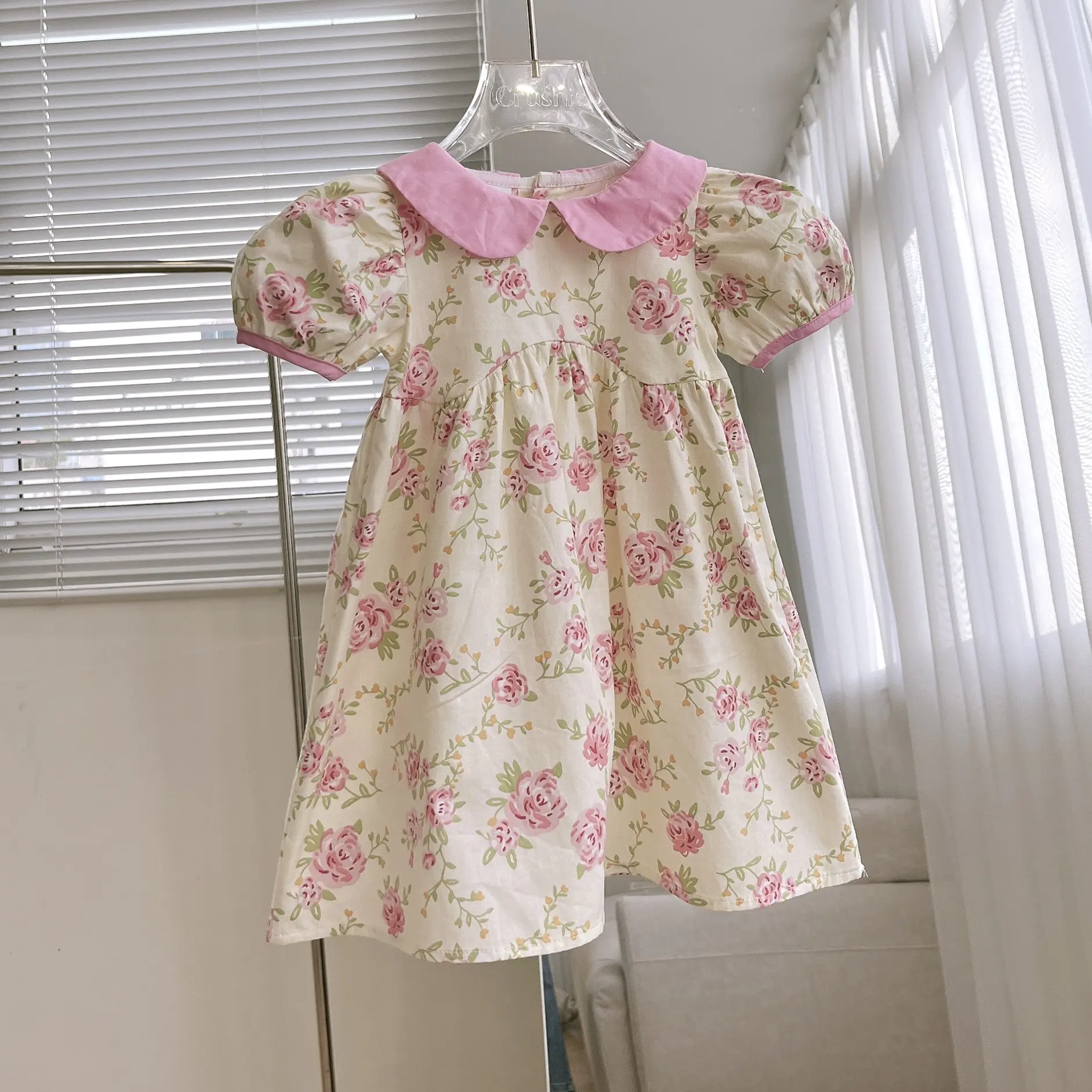 [ Thỏ Tây Kids] VÁY CỔ SEN  HOA HỒNG VINTAGE _ T36
