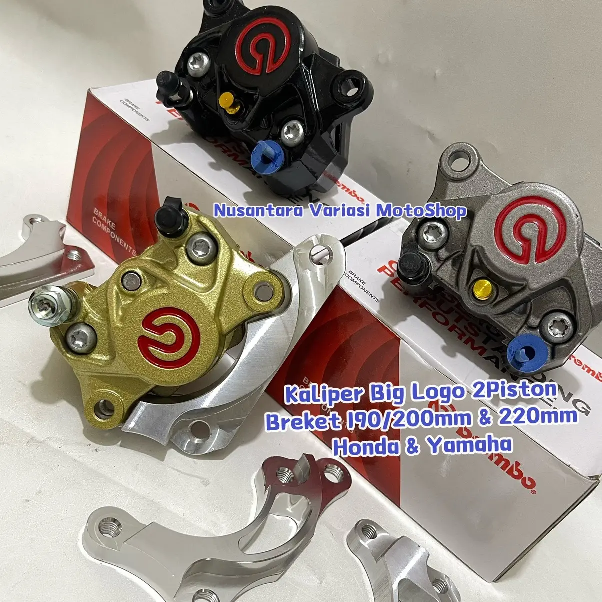 Kaliper Brembo 2p 2piston Big Logo Plus Breket Kaliper Disc 220mm Standar Beat Mio Scoopy Vario Fino