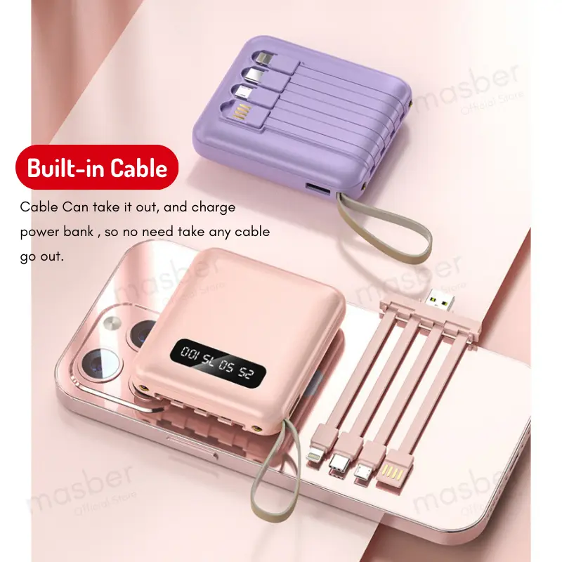 PIN DỰ PHÒNG 20000mAh - SẠC 3 ĐIỆN THOẠI CÙNG LÚC, ĐẦY PIN CHỈ 1 TIẾNG! 🔋⚡Powerbank, masber, 20000mah, với 4 Cáp, Cỡ Nhỏ (kích thước nhỏ), Mini (Type C hoặc Micro hoặc IP), Pawer Bank, Chính Hãng, Màn Hình Kỹ Thuật Số 4