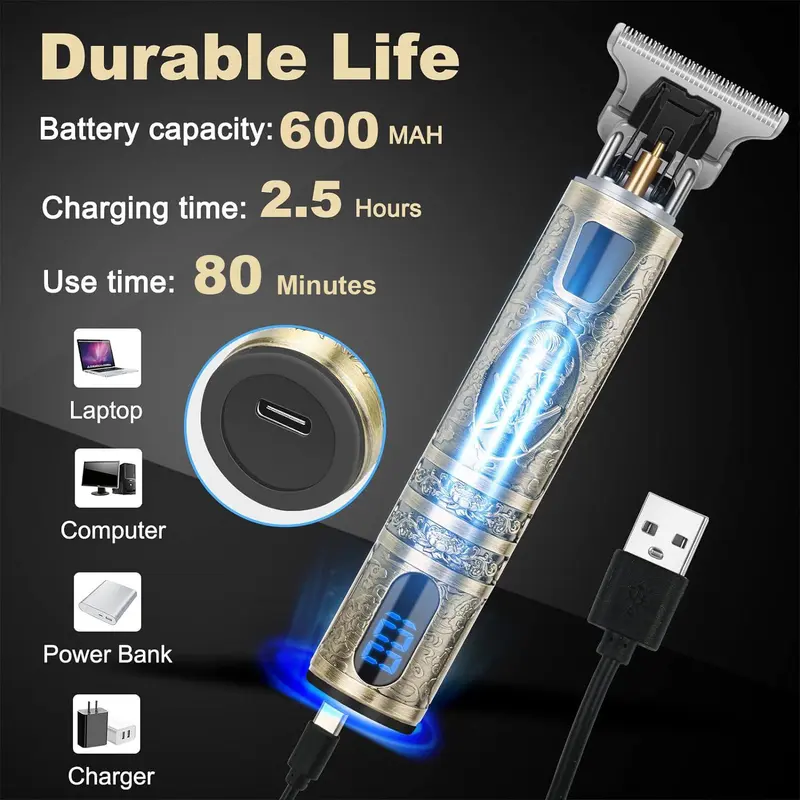 Electric Hair Clipper Set with Led Display, Cordless Hair Clipper & Limit Combs & Brush, Hair Styling Tools for Men, Cordless Trimmers 3