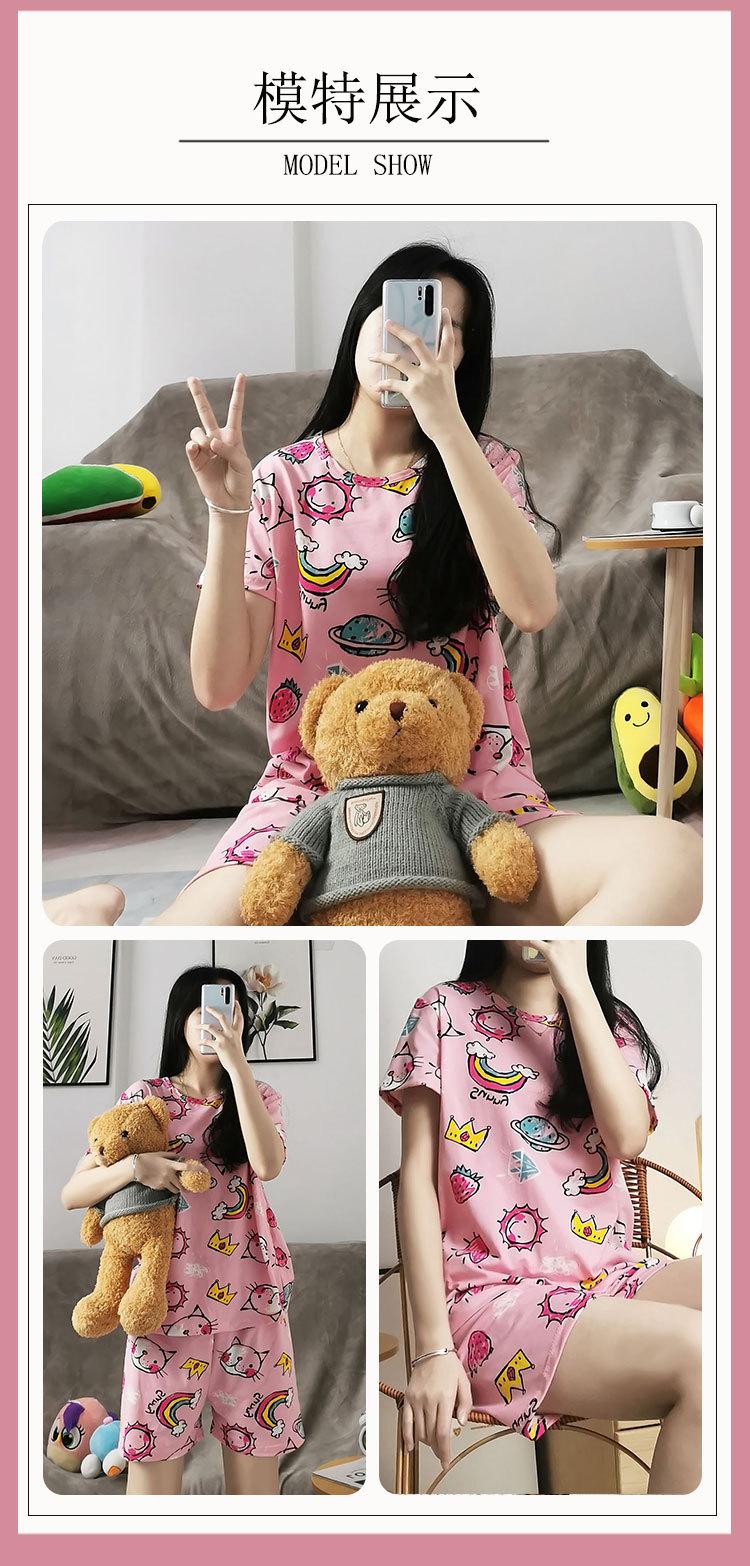 Product Introduction of Bộ Đồ Ngủ ngắn Tay Hàng Mới Về, Dành Cho Nữ, Mỏng Và Thoáng Khí, Thích Hợp Cho Mùa Hè, Áo Chui Đầu Cổ Tròn, Phong Cách Ngọt Ngào Và Dễ Thương, Thích Hợp Cho Các Cô Gái, Bộ Đồ Mặc Nhà 15