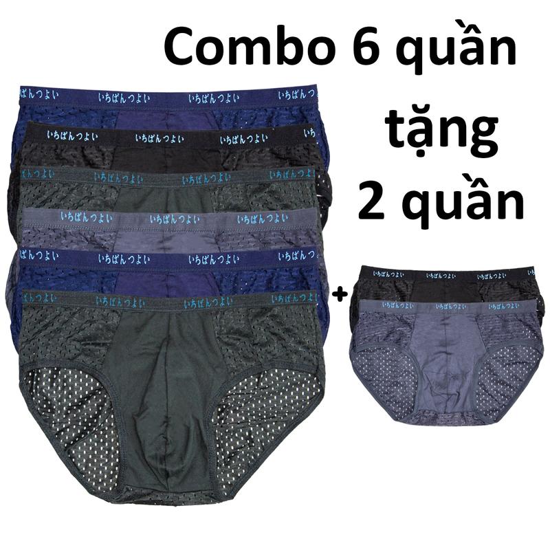 Combo 6 tặng 2 quần sịp nam thông hơi lưới, quần lót nam thun lạnh có nhiều lỗ thoát khí thoáng mát, quần xì nam Menswear thấm hút tốt Quần Boxer Boxer