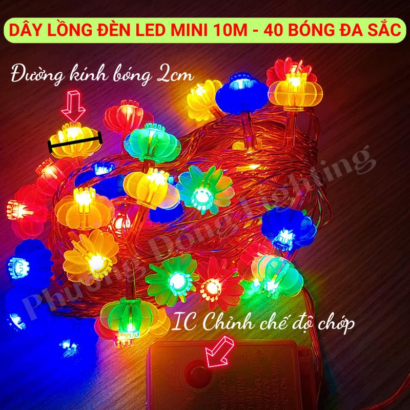 Dây lồng đèn LED mini 10m - 40 bóng Đa sắc Trang trí siêu đẹp