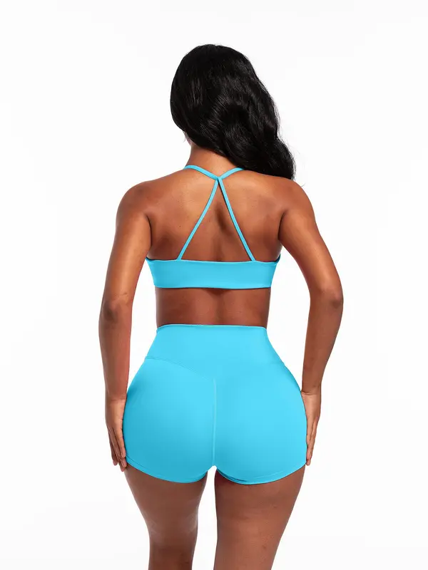 Women's Solid Twist Backless Sports Bra, Comfy Breathable Sports Bra for Yoga Gym Workout, Ladies Sportswear for All Seasons 1