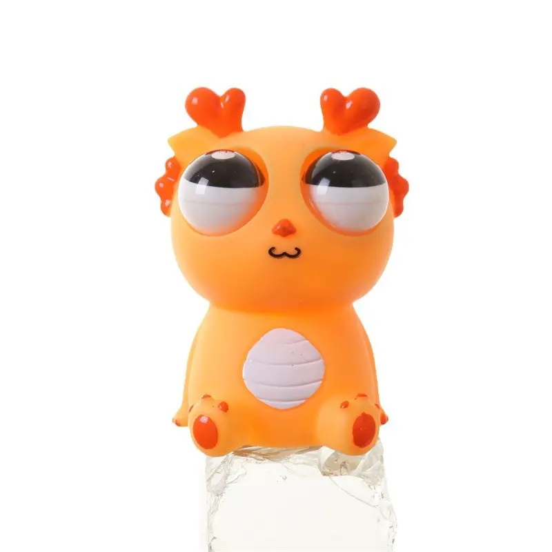 Eyed Dragon Squeeze Joy Decompression Toy The Year of The Loong Squeeze Eye Staring Little Dragon Figure Puppet Blow Off Toy.