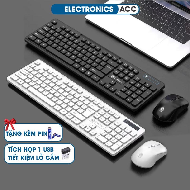 Bàn Phím Không Dây Kèm Chuột Combo USB Wireless 2.4Ghzz | Tặng kèm pin