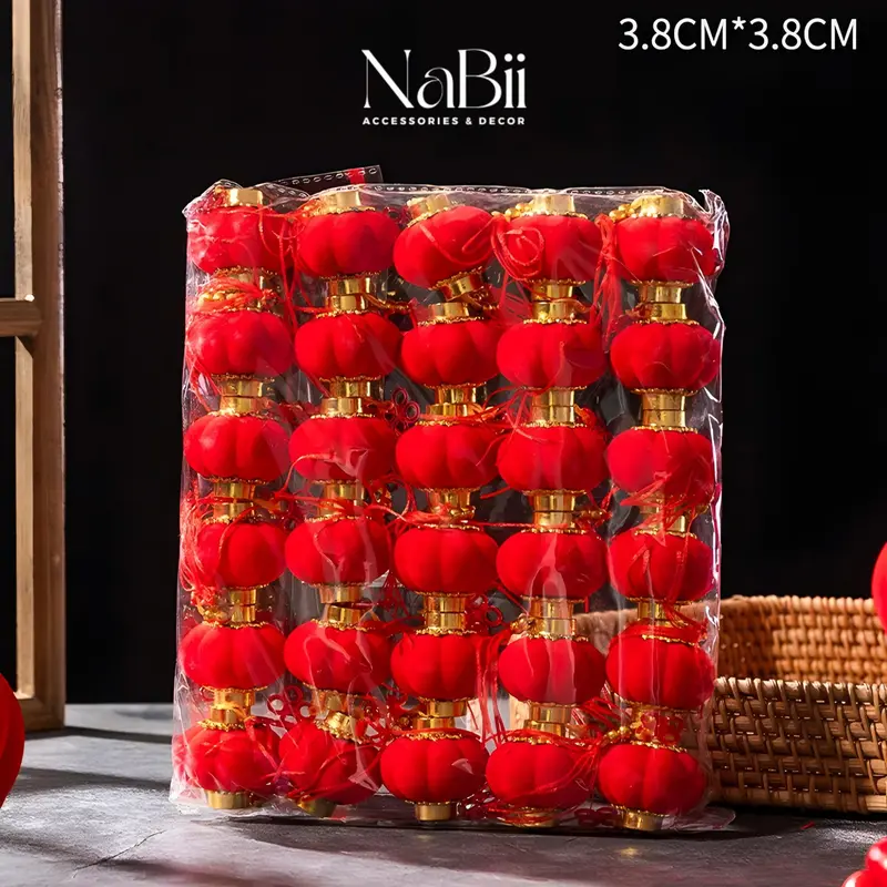 Combo 5 Đèn Lồng Đỏ Mini Bọc Vải Nhung Đỏ, Hàng Loại 1, Trang Trí lễ Tết, Năm Mới, Lễ Hội, Cây Cảnh 7