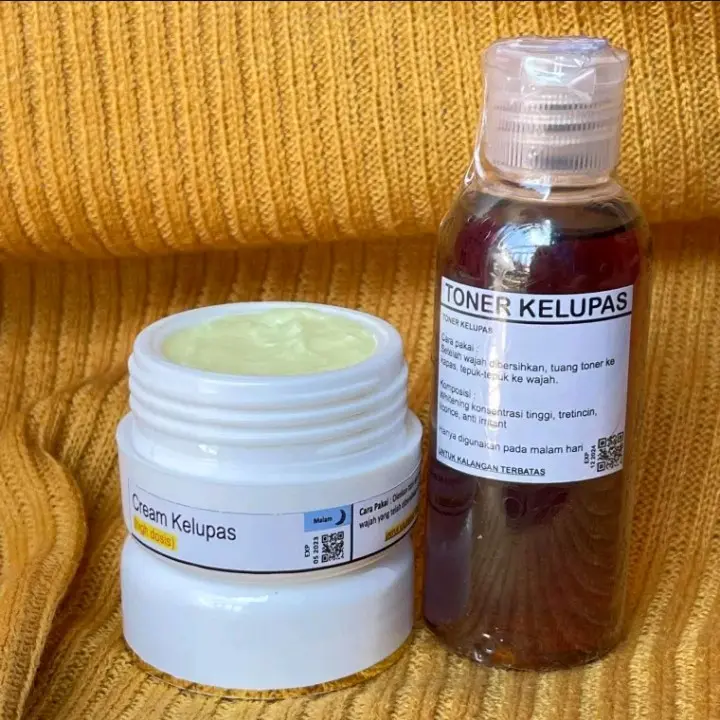 Paket Cream Malam Kelupas+Toner Kelupas Mencerahkan Pelembab Perawatan Muka