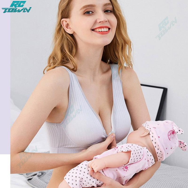 Women Cotton Nursing Bra Underwire Vest Type Anti-Sagging Lightly Padded Breastfeeding Maternity Bra Underwear With Front Buckle 1