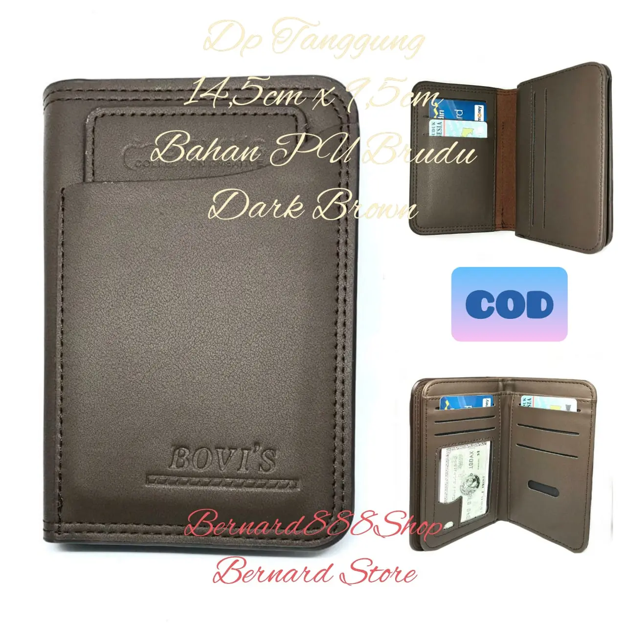 Dompet Pria Dompet Laki2 Dompet Ukuran 3/4 Tanggung Model Kartu Depan Kulit Uang Hitam