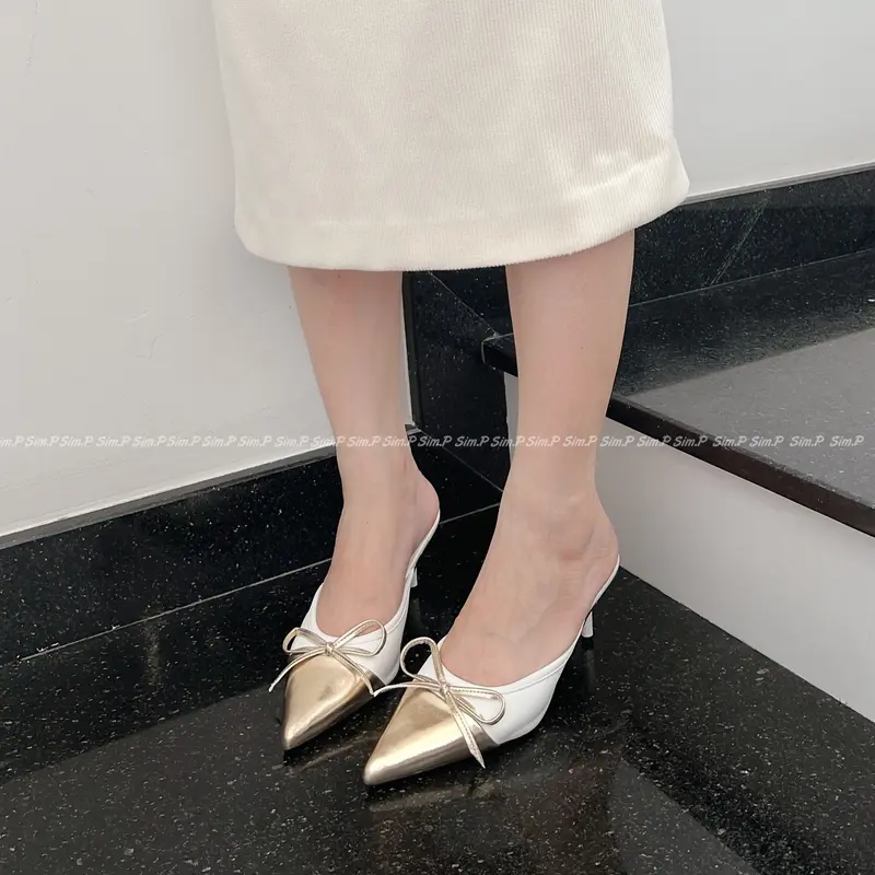 Sục cao gót nữ SimP đính nơ cao 6cm - SAZI DéP Shoes 2