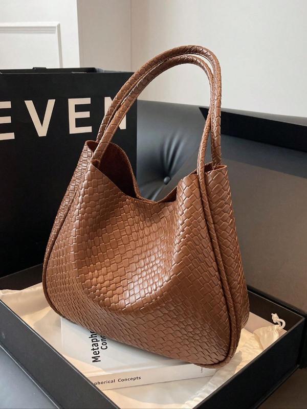 Women's Braid Design Shoulder Bag, Fashionable Large Capacity Pu Leather Bag for Work & Daily Used, Casual Trendy Versatile Daily Commuting Bag, National Day Offers,  Tote Bag for Women 2