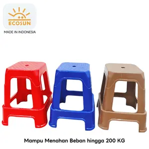 ECOSUN Kursi Plastik Kokoh & Tebal Tahan Beban hingga 200 KG Warna Biru Merah Coklat Bahan Plastik Injeksi Berkualitas Tinggi untuk Ruang Tamu & Teras