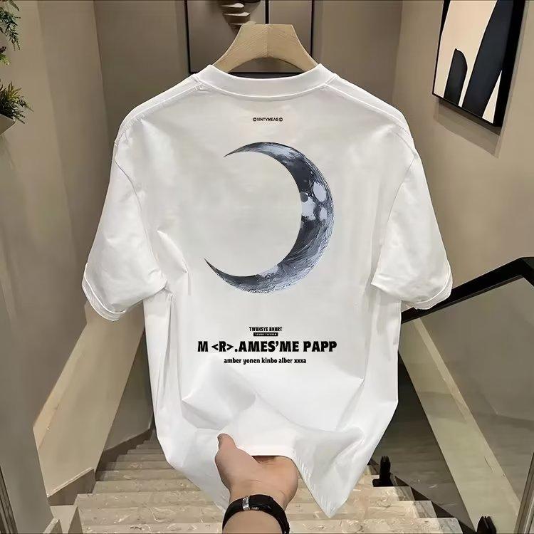 Product Introduction of 2024 Summer New Loose T-Shirt Trendy Printed Boys' Fashion Trendy Couple Comfortable Half Sleeve T-Shirt Casual Men'S Style Fabric Menswear Polyester Streetwear Top 14
