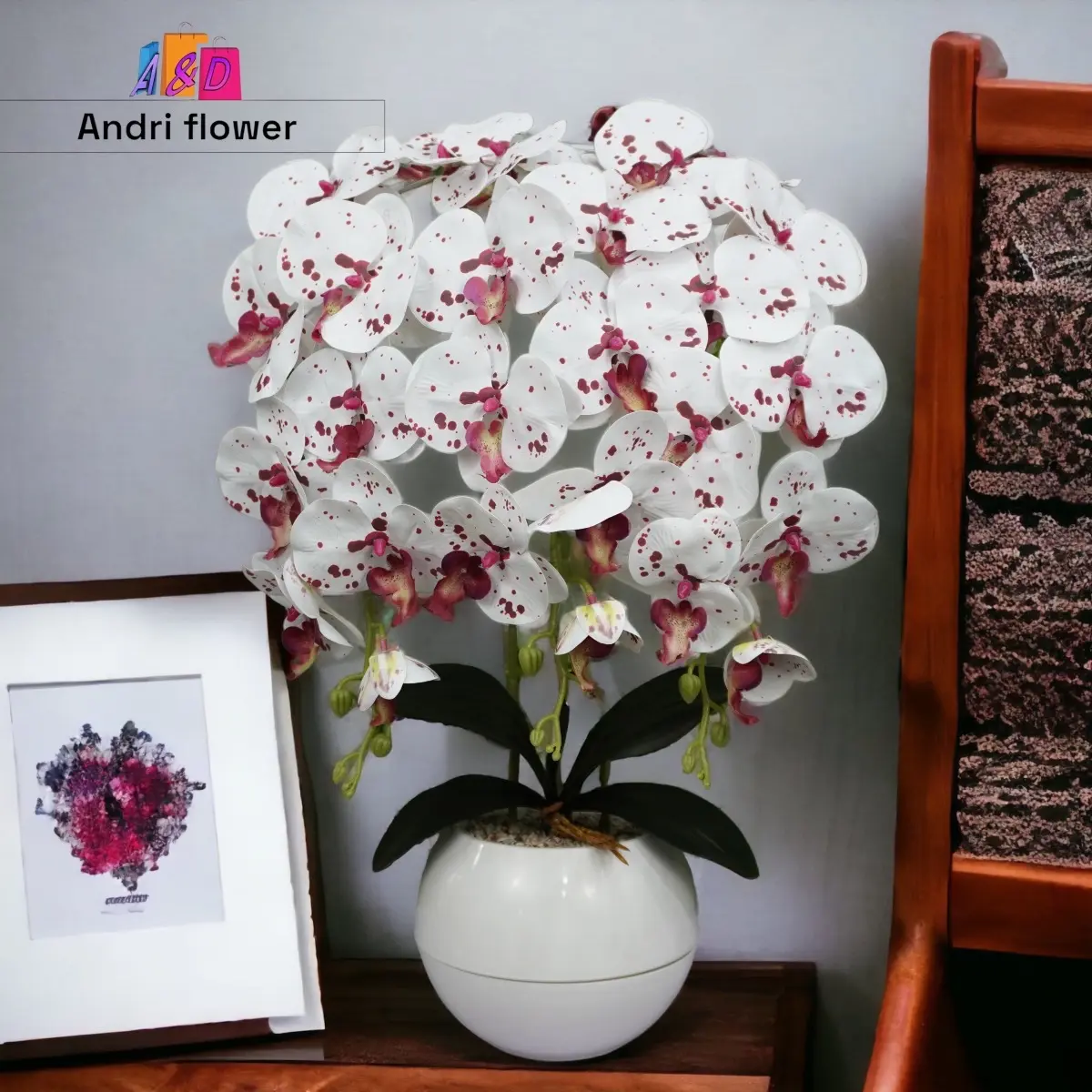 Bunga angrek latek cabng 3 set pot viena bunga Anggrek artificial