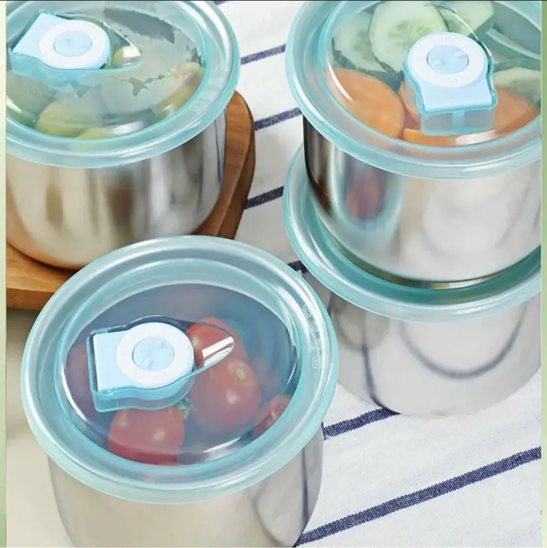 combo 5 hộp inox tròn có nắp gài nút cao su 2