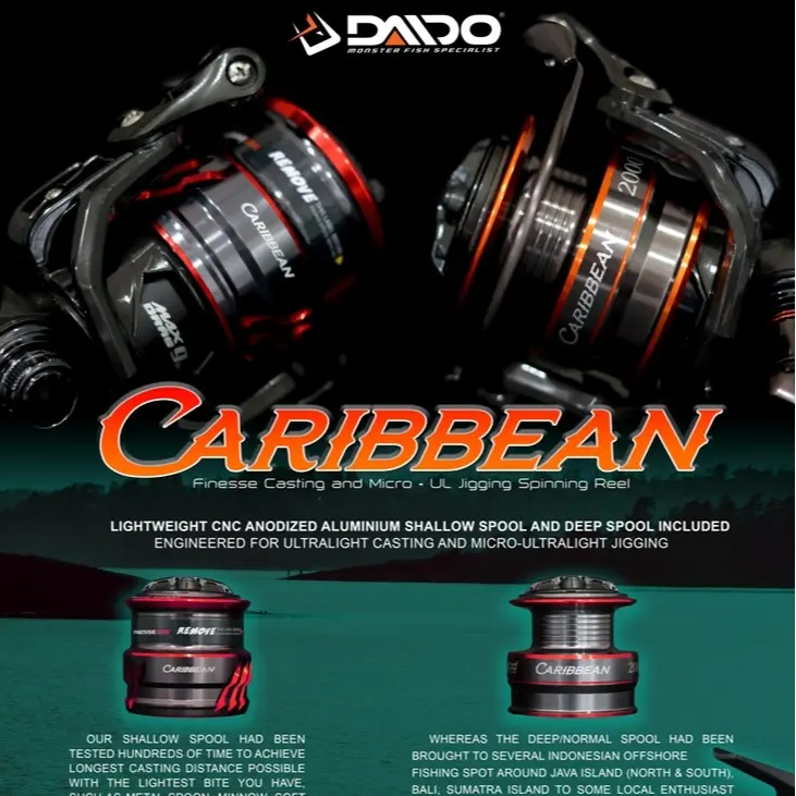 REEL DAIDO CARIBBEAN CARBON BODY 8 BEARING FOR UL CASTING AND MICRO UL JIGGING FREE SPOOL 2