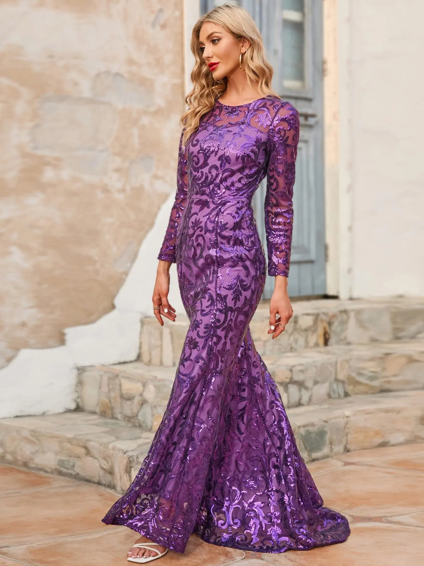 Women's Glitter   Contrast   Sequins Long Sleeve Dress, Elegant Dress for Party Evening Formal Occasions, Ladies' Clothes for All Seasons
