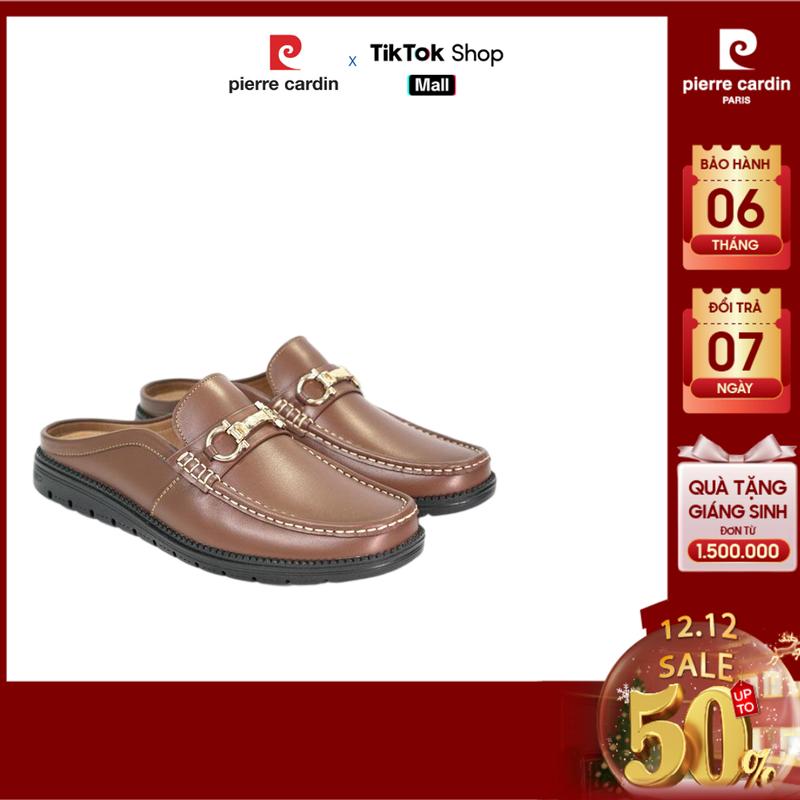 Pierre Cardin Giày Sapo Sục Hở Gót Nam PCMFWL 816 Da Bò Thật Sang Trọng Khóa Kim Loại Tinh Xảo Đế Cao Su Nguyên Khối