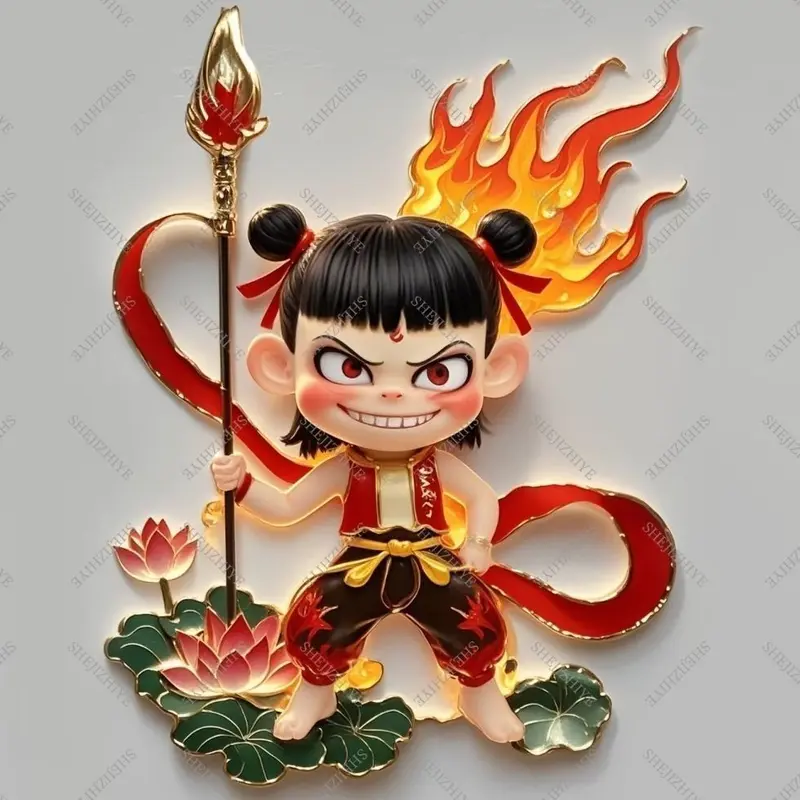 Nam châm tủ lạnh từ tính Acrylic, Nezha 2 trẻ em ác Naohai Nezha AO Ting Ao Guang, Quà lưu niệm Collectible Anime, Năm 2025 0