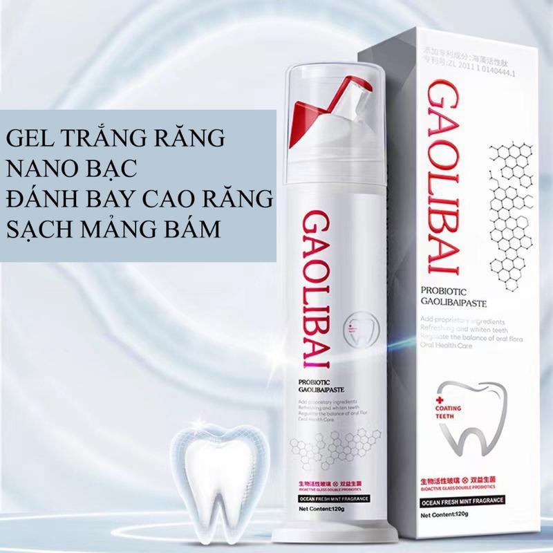  Chai Gel Nano Bạc GAOLIBAI - Đánh cao răng Sạch mảng bám Trắng răng Trọng lượng 120g 