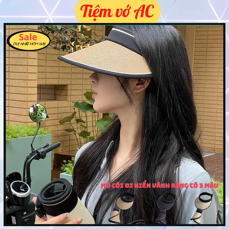 Mũ đi biển [FREESHIP] đi du lịch - nón chống nắng nửa đầu có thể gắp gọn họa tiết G - M09 Phụ Kiện Đội Đầu 1