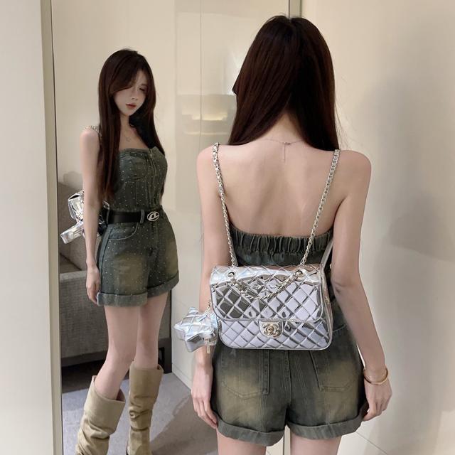 Áo Jumpsuit Quần Denim, Áo Ống, Trang Phục Mùa Hè Cho Nữ, Dễ Thương Và Gợi Cảm, Cô Gái Nóng Bỏng Gợi Cảm, Cỡ Nhỏ Bộ Đồ Ngắn Ống Rộng Chữ A, Thời Trang Nữ 5
