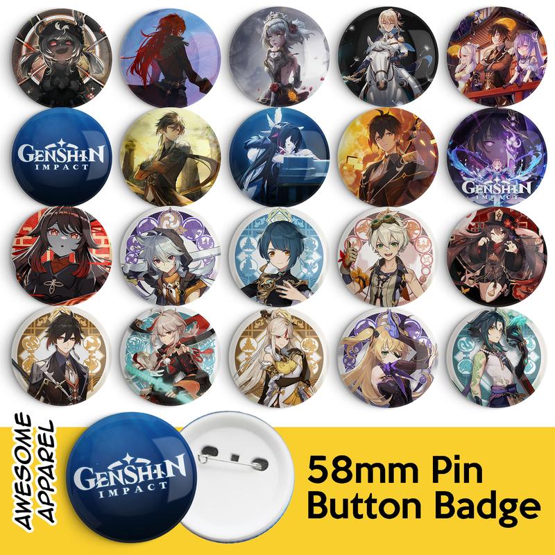 Genshin Impact Anime Designs 58mm 44mm Button Badge with Pin - TikTok ...