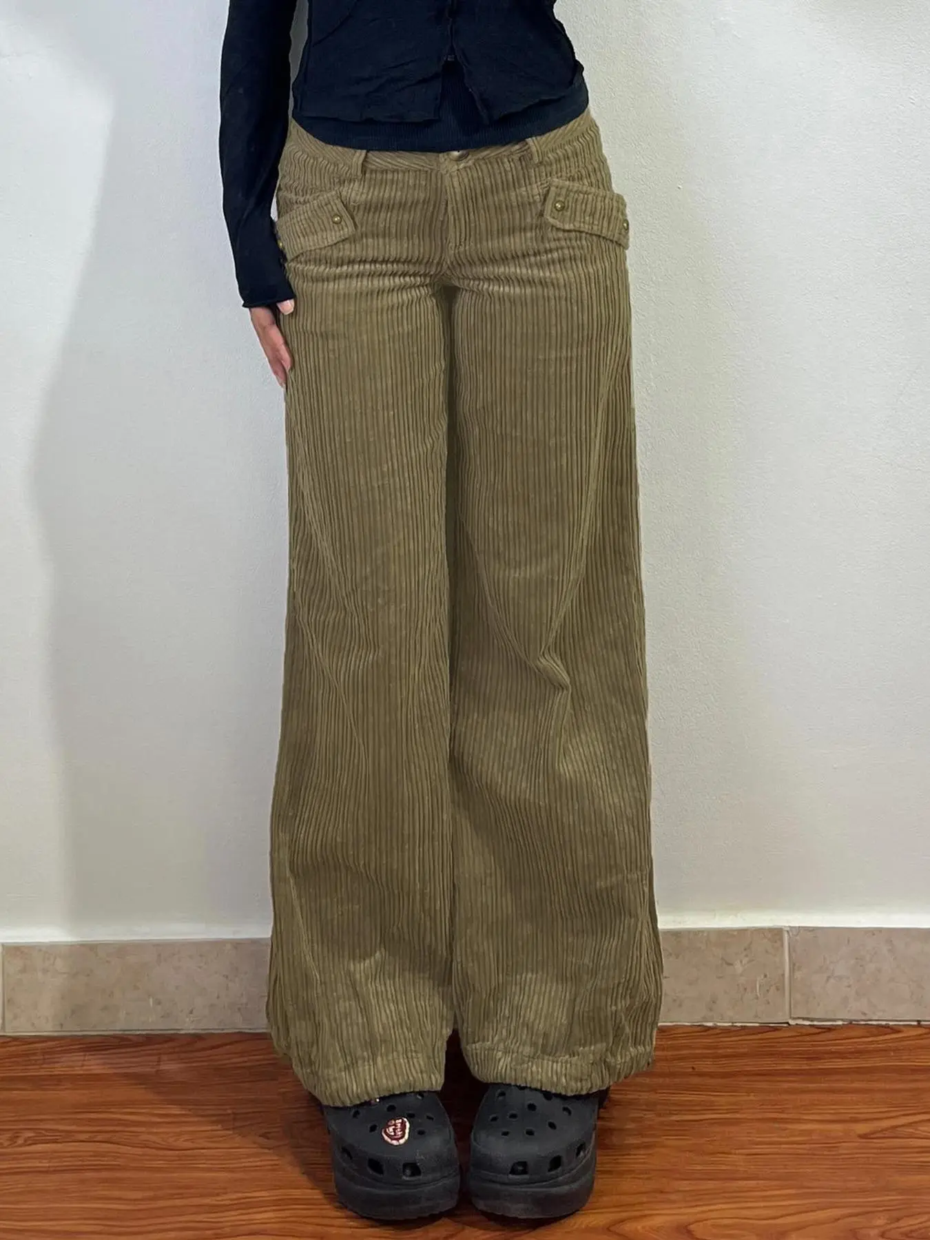 Women's Plain Corduroy Pants, Casual Comfy Trousers for Daily Wear, Ladies Bottoms for All Seasons