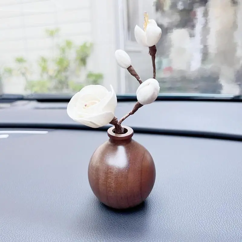 Bình Hoa Gỗ Hoàng Dương Liên Hoa Sen Cao Cấp Trang Trí Ô Tô Sang Trọng 8