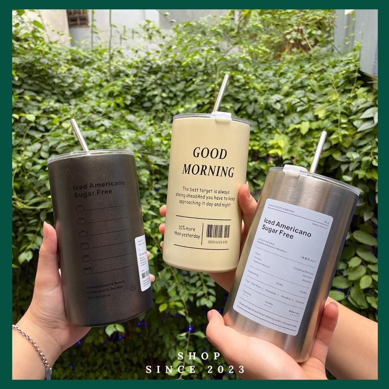 Ly Giữ Nhiệt Iced Americano Inox 304 Đúc Liền Khối Cao Cấp Có Nắp Đậy Tặng Kèm Ống Hút Hàng Loại 1