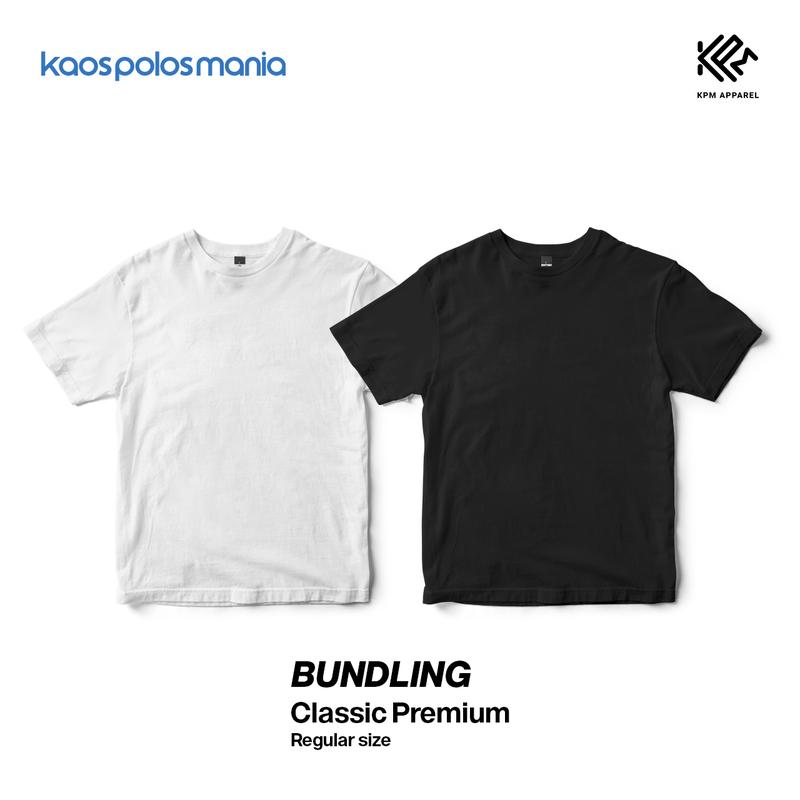 KPM Apparel 2 Pcs Kaos Classic Premium Reguler dan Big Size Cotton Combed 20s Nyaman Polos Basic Pendek 1